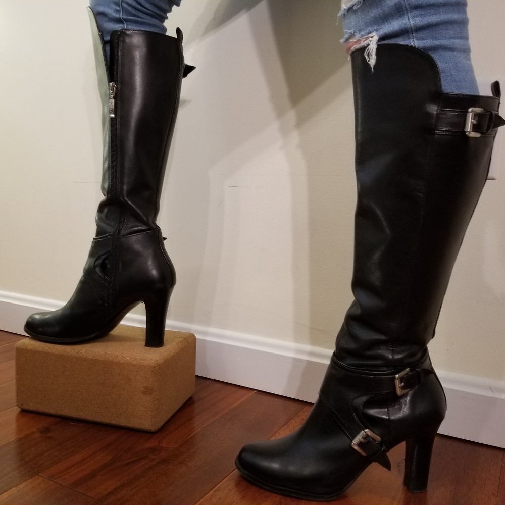 Tall Black Buckled Boots